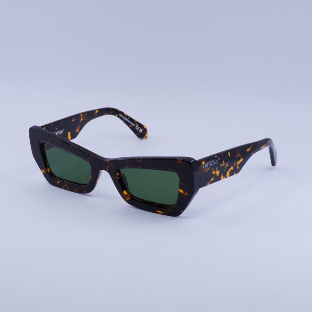 Off-White OERI137 AURORA 6055 Sunglasses Havana Cat Eye Frame, Green Lenses - Picture 5 of 11